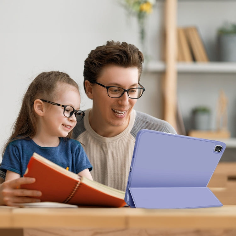 For iPad Pro 13 2024 3-fold TPU Smart Leather Tablet Case with Pen Slot(Lavender Purple) - iPad Pro 13 2024 Cases by PMC TechLife | Online Shopping South Africa | PMC TechLife | Buy Now Pay Later Mobicred
