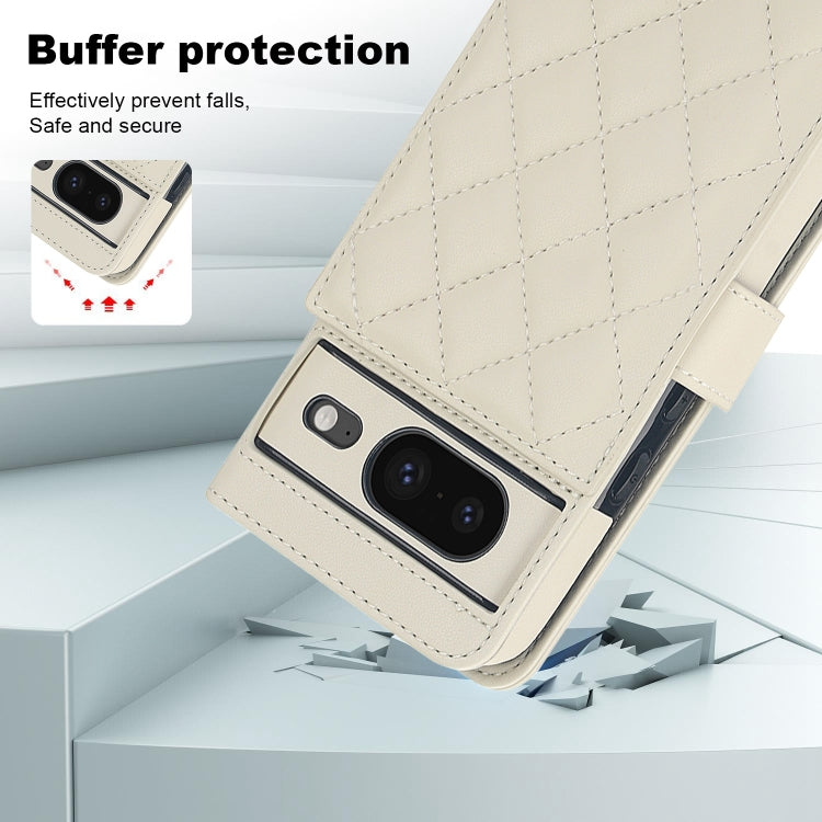 For Google Pixel 8a Crossbody Multifunction Rhombic Leather Phone Case(White) - free shipping - PMC TechLife - Order now!
