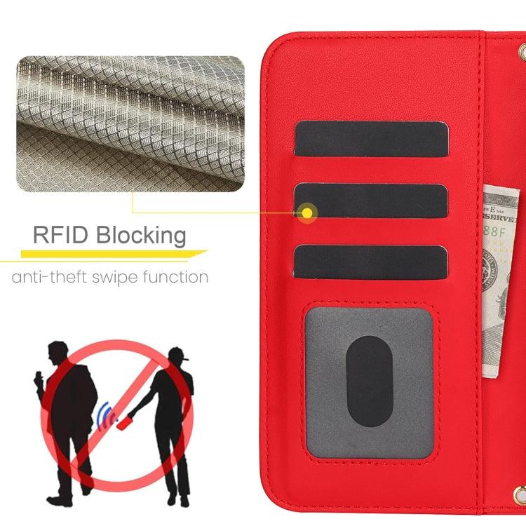 For Google Pixel 9 Pro XL Crossbody Multifunction Rhombic Leather Phone Case(Red) - Google Cases by PMC TechLife | Online Shopping South Africa | PMC TechLife | Buy Now Pay Later Mobicred