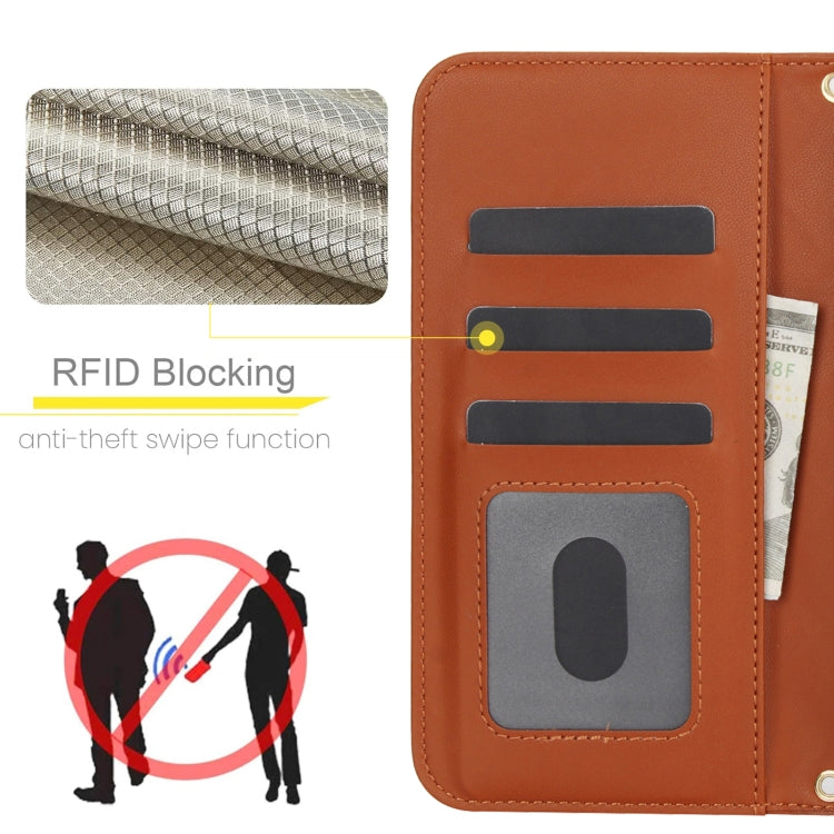 For Google Pixel 9 Pro XL Crossbody Multifunction Rhombic Leather Phone Case(Brown) - Google Cases by PMC TechLife | Online Shopping South Africa | PMC TechLife | Buy Now Pay Later Mobicred