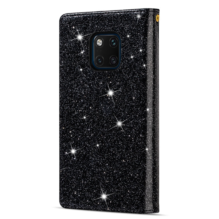 For Huawei Mate 20 Pro Multi-card Slots Starry Sky Laser Carving Glitter Zipper Horizontal Flip Leather Case with Holder & Wallet & Lanyard(Black) - Huawei Cases by PMC TechLife | Online Shopping South Africa | PMC TechLife