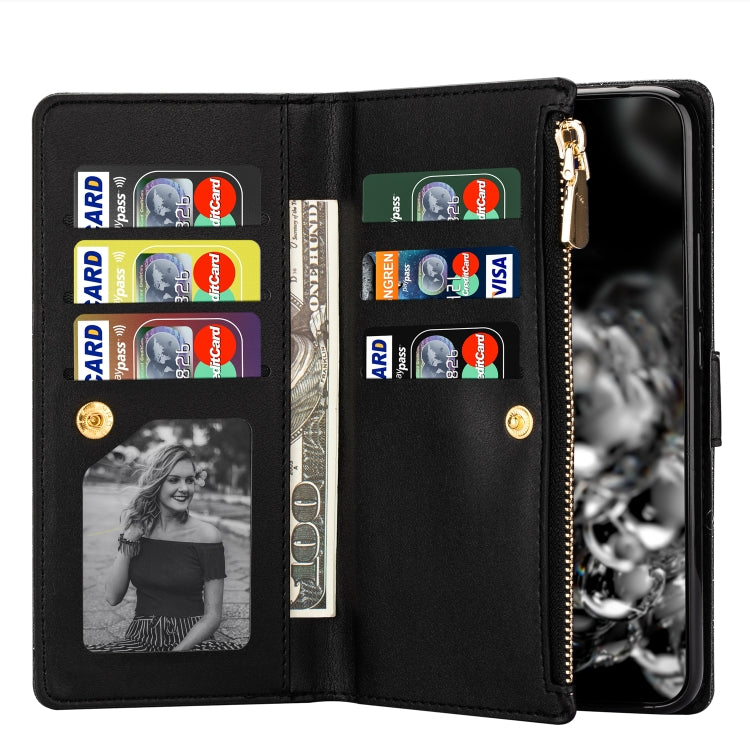 For Huawei Mate 20 Pro Multi-card Slots Starry Sky Laser Carving Glitter Zipper Horizontal Flip Leather Case with Holder & Wallet & Lanyard(Black) - Huawei Cases by PMC TechLife | Online Shopping South Africa | PMC TechLife