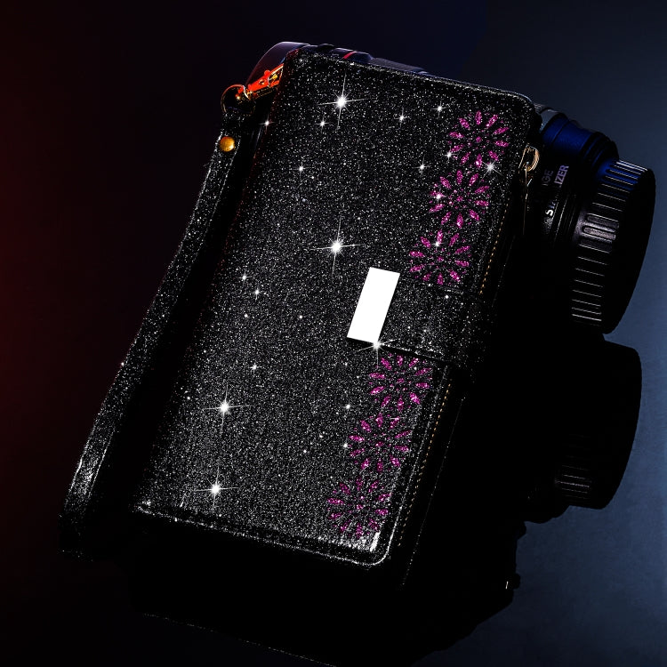 For Huawei Mate 20 Pro Multi-card Slots Starry Sky Laser Carving Glitter Zipper Horizontal Flip Leather Case with Holder & Wallet & Lanyard(Black) - Huawei Cases by PMC TechLife | Online Shopping South Africa | PMC TechLife