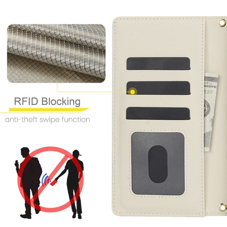 For Samsung Galaxy S24 Ultra 5G Crossbody Multifunction Rhombic Leather Phone Case(White) - Galaxy S24 Ultra 5G Cases by PMC Jewellery | Online Shopping South Africa | PMC Jewellery | Buy Now Pay Later Mobicred