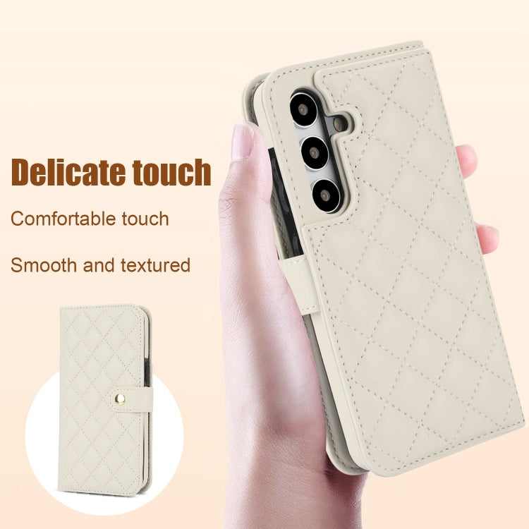 For Samsung Galaxy S24+ 5G Crossbody Multifunction Rhombic Leather Phone Case(White) - Galaxy S24+ 5G Cases by PMC Jewellery | Online Shopping South Africa | PMC Jewellery | Buy Now Pay Later Mobicred