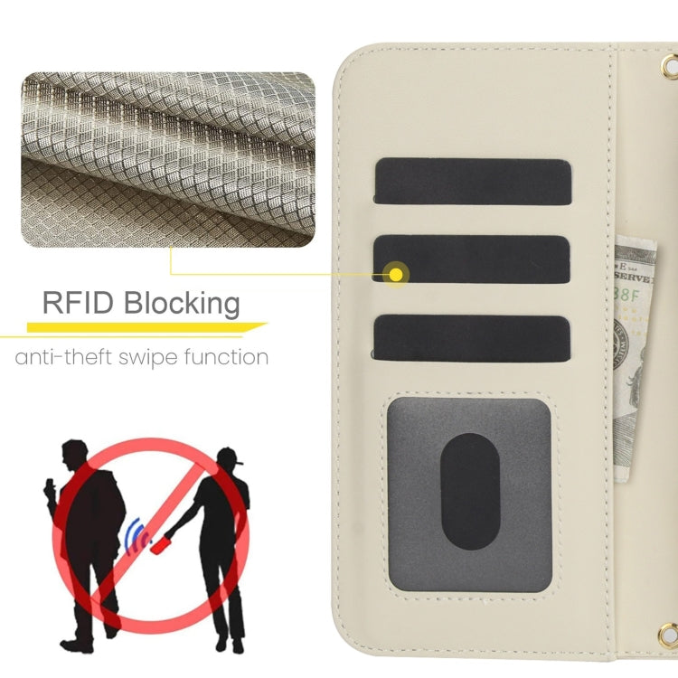 For Samsung Galaxy S24+ 5G Crossbody Multifunction Rhombic Leather Phone Case(White) - Galaxy S24+ 5G Cases by PMC Jewellery | Online Shopping South Africa | PMC Jewellery | Buy Now Pay Later Mobicred