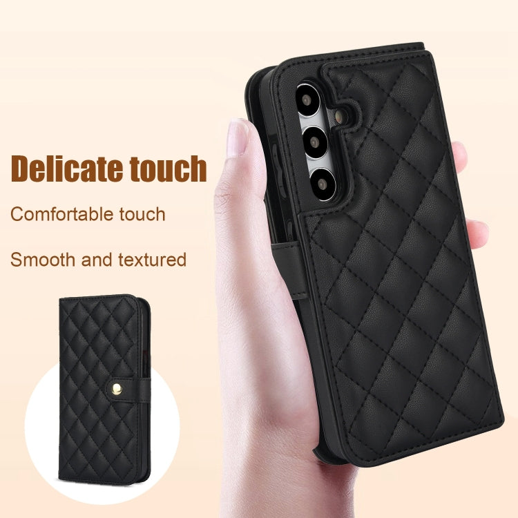 For Samsung Galaxy S24 5G Crossbody Multifunction Rhombic Leather Phone Case(Black) - Galaxy S24 5G Cases by PMC Jewellery | Online Shopping South Africa | PMC Jewellery | Buy Now Pay Later Mobicred
