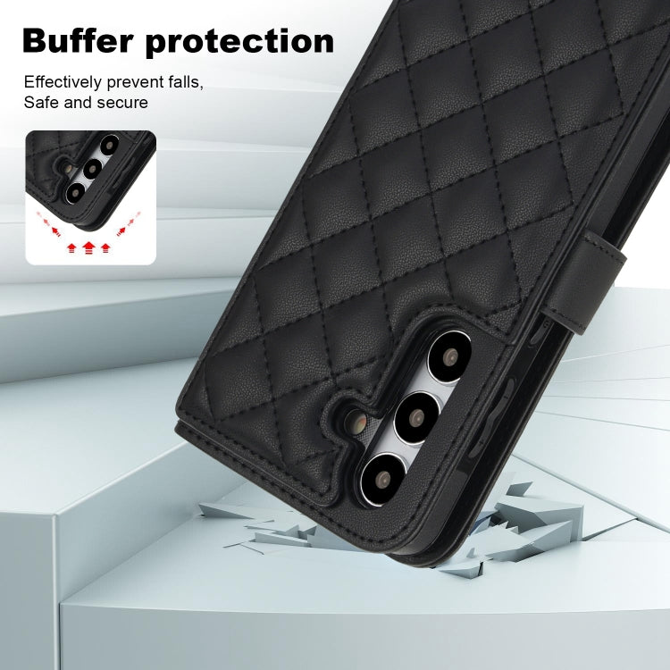 For Samsung Galaxy S24 5G Crossbody Multifunction Rhombic Leather Phone Case(Black) - Galaxy S24 5G Cases by PMC Jewellery | Online Shopping South Africa | PMC Jewellery | Buy Now Pay Later Mobicred