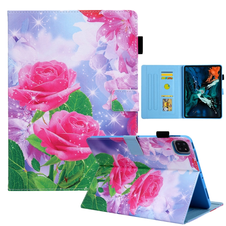 For iPad Pro 11 2024 Colored Drawing Leather Smart Tablet Case(Red Rose) - iPad Pro 11 2024 Cases by PMC TechLife | Online Shopping South Africa | PMC TechLife | Buy Now Pay Later Mobicred