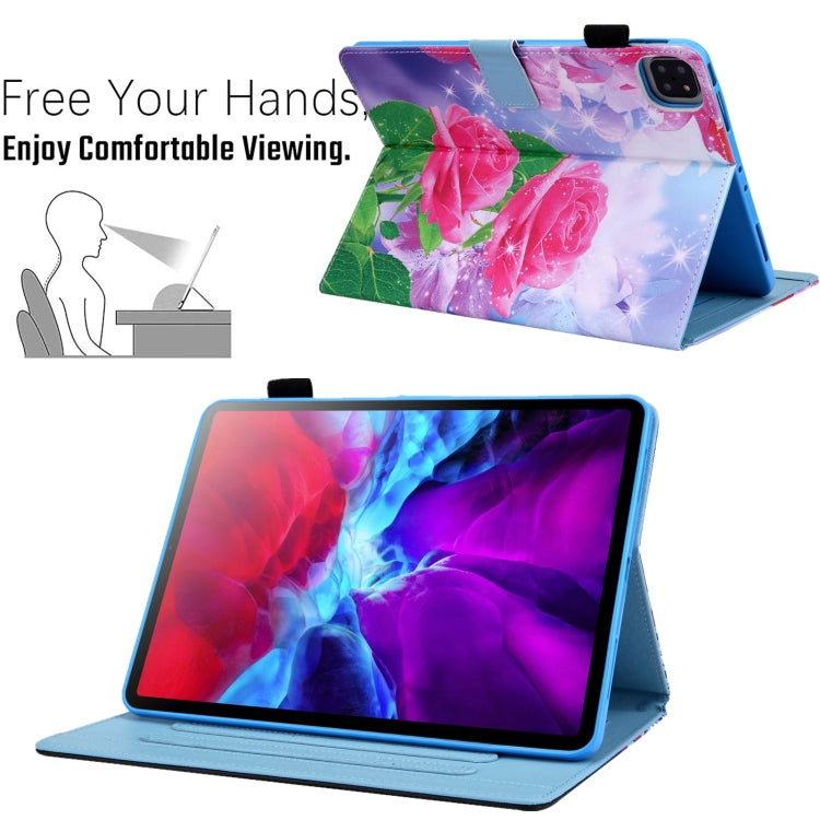 For iPad Pro 11 2024 Colored Drawing Leather Smart Tablet Case(Red Rose) - iPad Pro 11 2024 Cases by PMC TechLife | Online Shopping South Africa | PMC TechLife | Buy Now Pay Later Mobicred