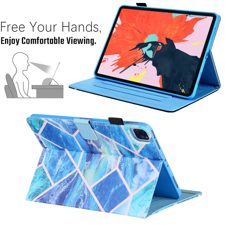For iPad Pro 11 2024 Colored Drawing Leather Smart Tablet Case(Blue Grid) - iPad Pro 11 2024 Cases by PMC TechLife | Online Shopping South Africa | PMC TechLife | Buy Now Pay Later Mobicred