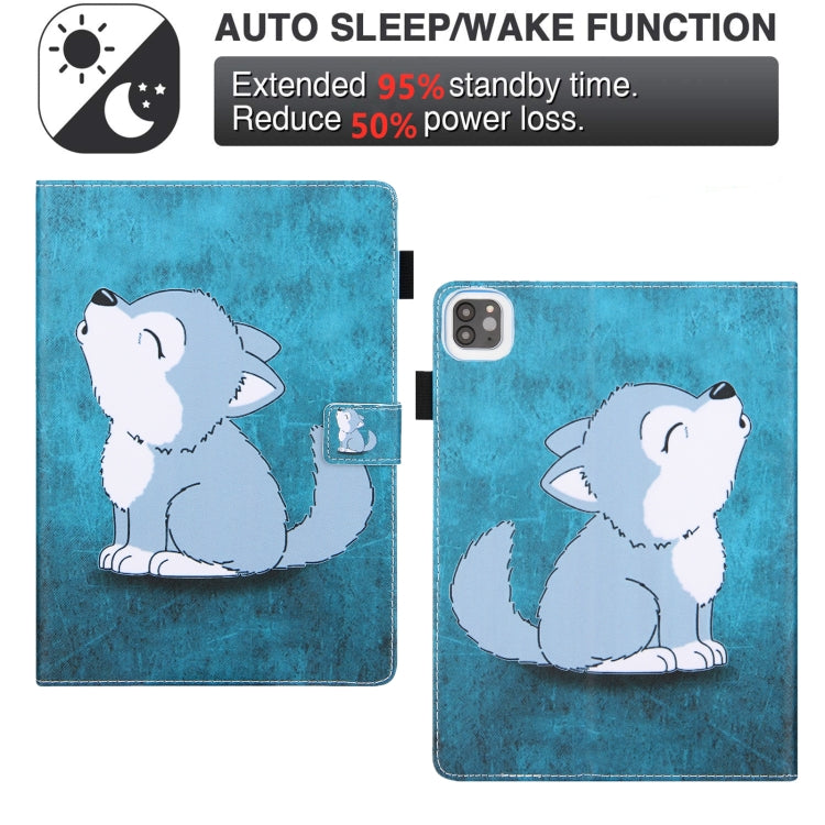 For iPad Pro 11 2024 Colored Drawing Leather Smart Tablet Case(Cute Wolf) - iPad Pro 11 2024 Cases by PMC TechLife | Online Shopping South Africa | PMC TechLife | Buy Now Pay Later Mobicred