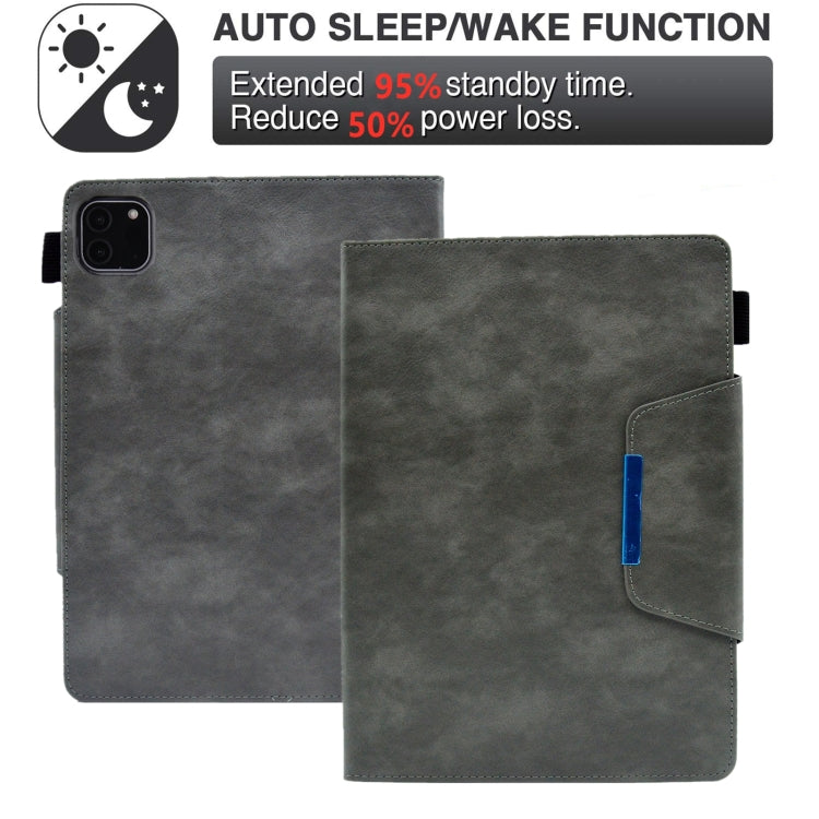 For iPad Pro 11 2024 Suede Cross Texture Magnetic Clasp Leather Smart Tablet Case(Grey) - iPad Pro 11 2024 Cases by PMC TechLife | Online Shopping South Africa | PMC TechLife | Buy Now Pay Later Mobicred