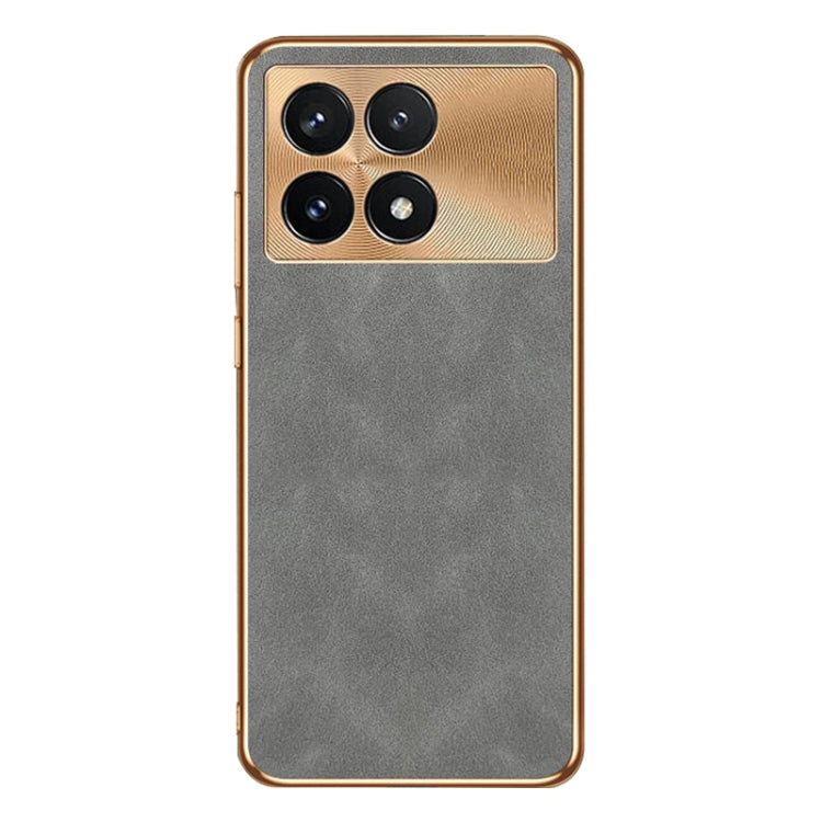 For Xiaomi Redmi K70 Pro Electroplating Lambskin Leather Phone Case(Grey) - Xiaomi Cases by PMC Jewellery | Online Shopping South Africa | PMC Jewellery | Buy Now Pay Later Mobicred