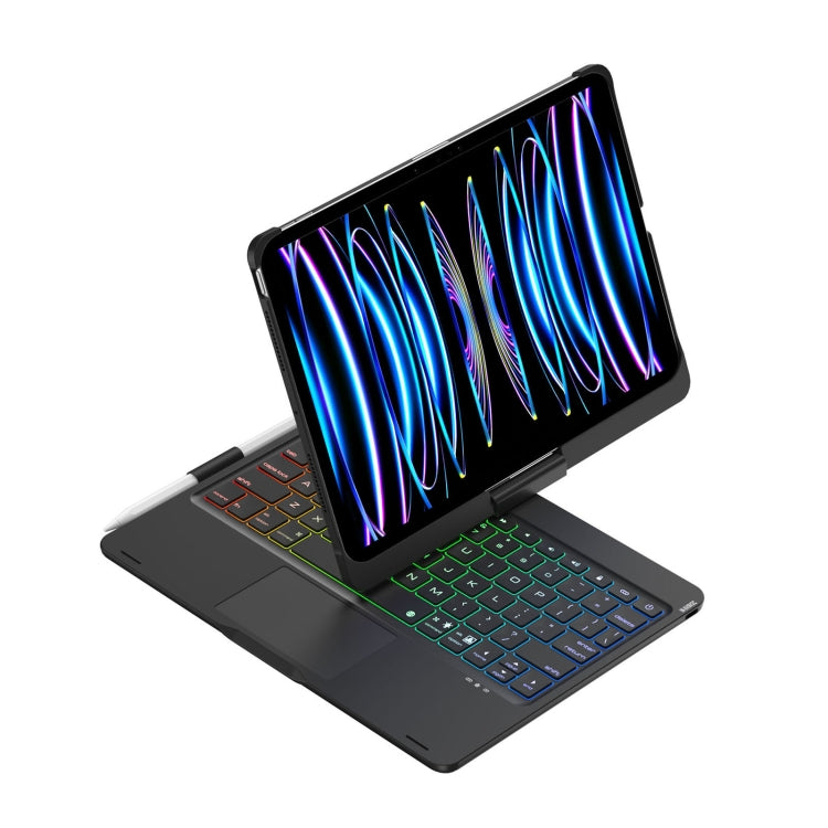 For iPad Pro 11 2024 F11AT 360 Degree Rotating Acrylic Bluetooth Keyboard Leather Case with Backlight(Black) - For iPad Pro by PMC TechLife | Online Shopping South Africa | PMC TechLife | Buy Now Pay Later Mobicred