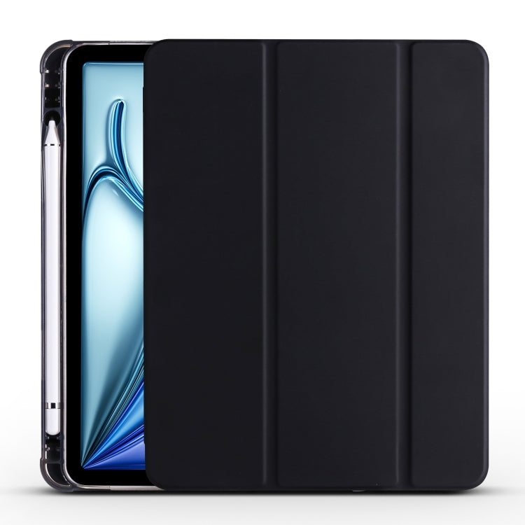 For iPad Air 11 2024 3-fold TPU Leather Smart Tablet Case with Pen Slot(Black) - iPad Air 11 2024 Cases by PMC TechLife | Online Shopping South Africa | PMC TechLife | Buy Now Pay Later Mobicred