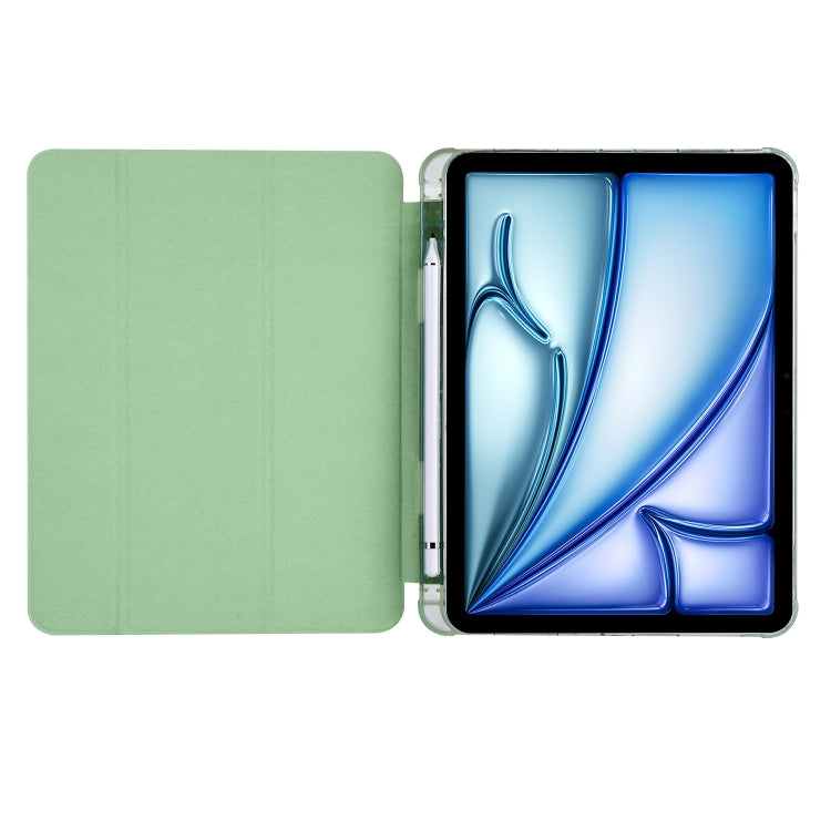 For iPad Air 11 2024 3-fold TPU Leather Smart Tablet Case with Pen Slot(Matcha Green) - iPad Air 11 2024 Cases by PMC TechLife | Online Shopping South Africa | PMC TechLife | Buy Now Pay Later Mobicred