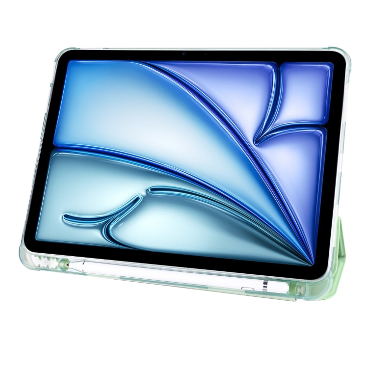 For iPad Air 11 2024 3-fold TPU Leather Smart Tablet Case with Pen Slot(Matcha Green) - iPad Air 11 2024 Cases by PMC TechLife | Online Shopping South Africa | PMC TechLife | Buy Now Pay Later Mobicred