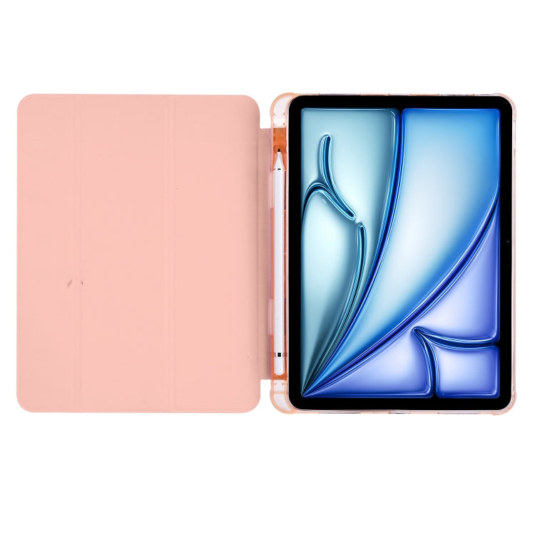 For iPad Air 11 2025 / 2024 3-fold TPU Leather Smart Tablet Case with Pen Slot(Pink) - free shipping - PMC TechLife - Order now!