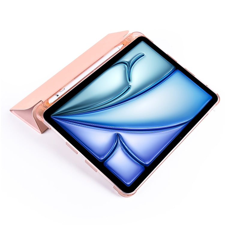 For iPad Air 11 2025 / 2024 3-fold TPU Leather Smart Tablet Case with Pen Slot(Pink) - free shipping - PMC TechLife - Order now!
