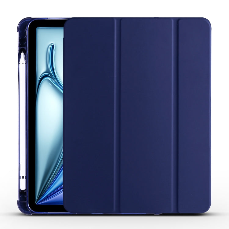 For iPad Air 11 2024 3-fold TPU Leather Smart Tablet Case with Pen Slot(Dark Blue) - iPad Air 11 2024 Cases by PMC TechLife | Online Shopping South Africa | PMC TechLife | Buy Now Pay Later Mobicred