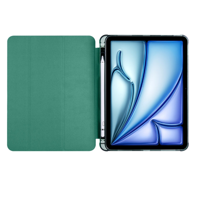 For iPad Air 11 2024 3-fold TPU Leather Smart Tablet Case with Pen Slot(Pine Green) - iPad Air 11 2024 Cases by PMC TechLife | Online Shopping South Africa | PMC TechLife | Buy Now Pay Later Mobicred