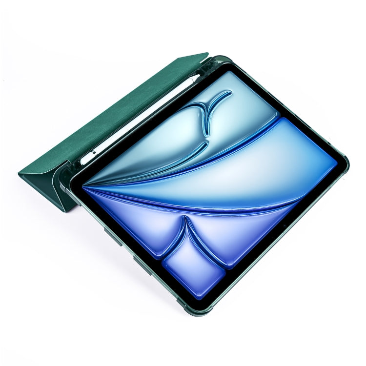 For iPad Air 11 2024 3-fold TPU Leather Smart Tablet Case with Pen Slot(Pine Green) - iPad Air 11 2024 Cases by PMC TechLife | Online Shopping South Africa | PMC TechLife | Buy Now Pay Later Mobicred