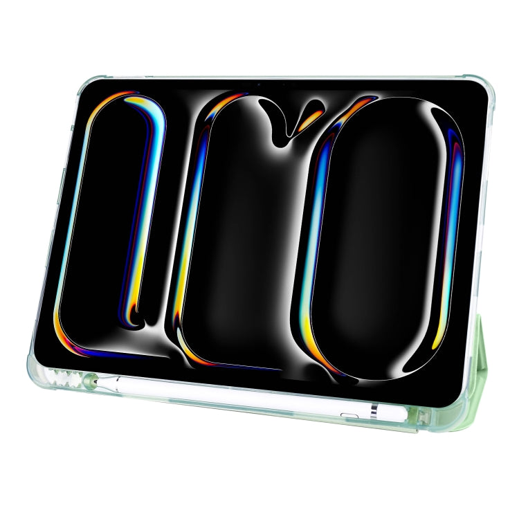 For iPad Pro 11 2024 3-fold TPU Leather Smart Tablet Case with Pen Slot(Matcha Green) - iPad Pro 11 2024 Cases by PMC TechLife | Online Shopping South Africa | PMC TechLife | Buy Now Pay Later Mobicred