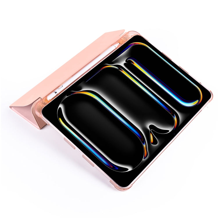 For iPad Pro 11 2024 3-fold TPU Leather Smart Tablet Case with Pen Slot(Pink) - iPad Pro 11 2024 Cases by PMC TechLife | Online Shopping South Africa | PMC TechLife | Buy Now Pay Later Mobicred