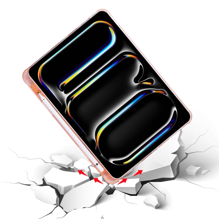 For iPad Pro 11 2024 3-fold TPU Leather Smart Tablet Case with Pen Slot(Pink) - iPad Pro 11 2024 Cases by PMC TechLife | Online Shopping South Africa | PMC TechLife | Buy Now Pay Later Mobicred