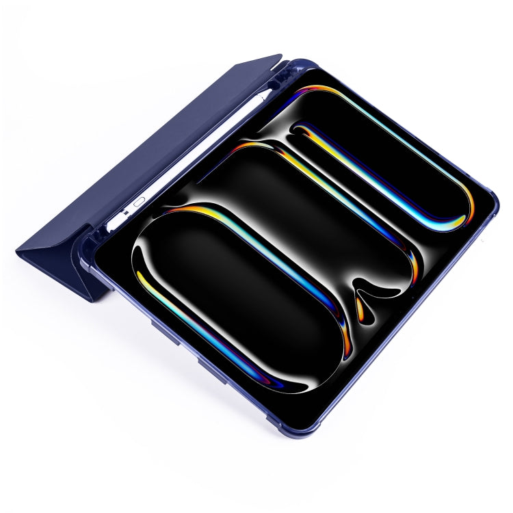For iPad Pro 11 2024 3-fold TPU Leather Smart Tablet Case with Pen Slot(Dark Blue) - iPad Pro 11 2024 Cases by PMC TechLife | Online Shopping South Africa | PMC TechLife | Buy Now Pay Later Mobicred