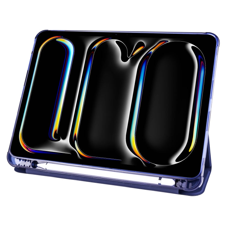 For iPad Pro 11 2024 3-fold TPU Leather Smart Tablet Case with Pen Slot(Dark Blue) - iPad Pro 11 2024 Cases by PMC TechLife | Online Shopping South Africa | PMC TechLife | Buy Now Pay Later Mobicred