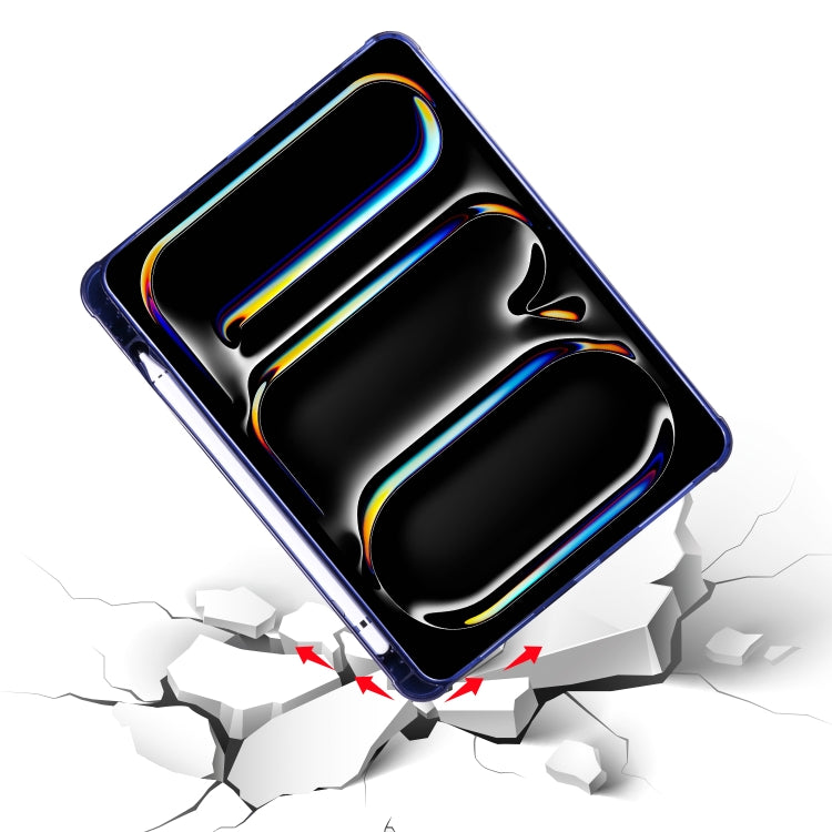 For iPad Pro 11 2024 3-fold TPU Leather Smart Tablet Case with Pen Slot(Dark Blue) - iPad Pro 11 2024 Cases by PMC TechLife | Online Shopping South Africa | PMC TechLife | Buy Now Pay Later Mobicred