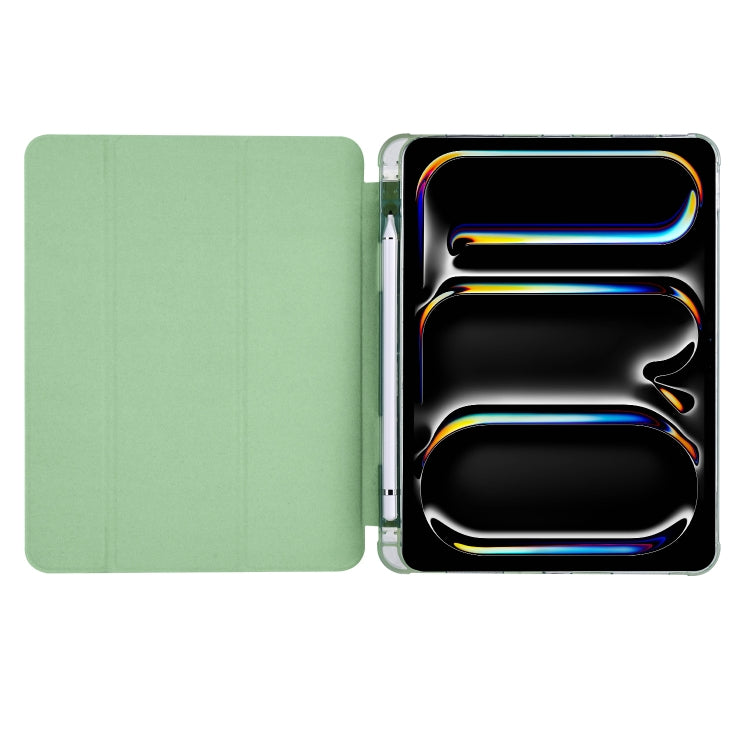 For iPad Pro 13 2024 3-fold TPU Leather Smart Tablet Case with Pen Slot(Matcha Green) - iPad Pro 13 2024 Cases by PMC TechLife | Online Shopping South Africa | PMC TechLife | Buy Now Pay Later Mobicred