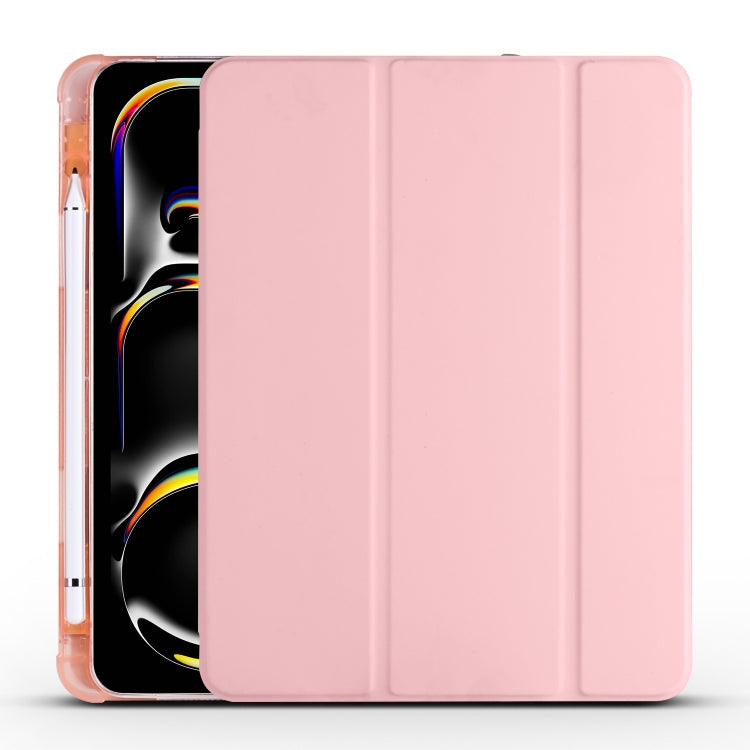 For iPad Pro 13 2024 3-fold TPU Leather Smart Tablet Case with Pen Slot(Pink) - iPad Pro 13 2024 Cases by PMC TechLife | Online Shopping South Africa | PMC TechLife | Buy Now Pay Later Mobicred