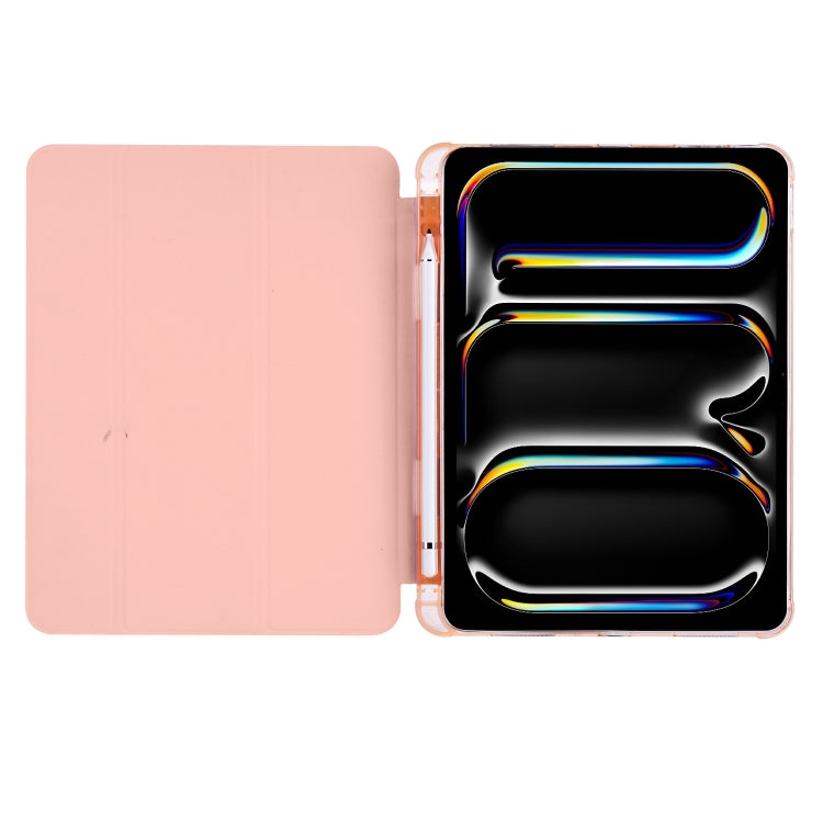 For iPad Pro 13 2024 3-fold TPU Leather Smart Tablet Case with Pen Slot(Pink) - iPad Pro 13 2024 Cases by PMC TechLife | Online Shopping South Africa | PMC TechLife | Buy Now Pay Later Mobicred