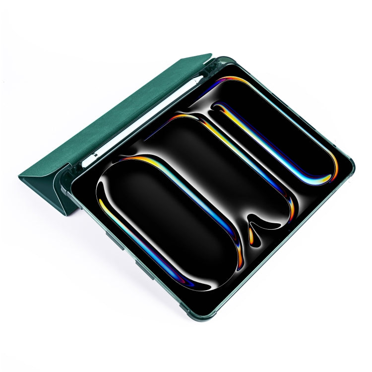 For iPad Pro 13 2024 3-fold TPU Leather Smart Tablet Case with Pen Slot(Pine Green) - iPad Pro 13 2024 Cases by PMC TechLife | Online Shopping South Africa | PMC TechLife | Buy Now Pay Later Mobicred