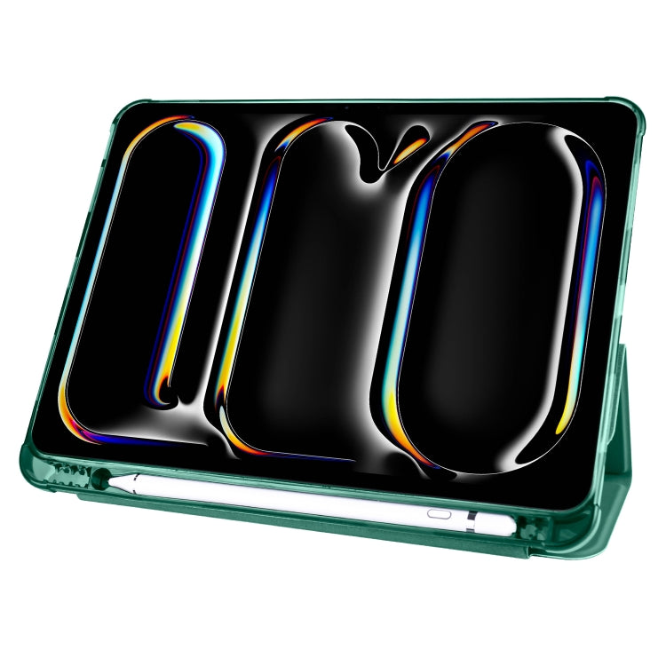 For iPad Pro 13 2024 3-fold TPU Leather Smart Tablet Case with Pen Slot(Pine Green) - iPad Pro 13 2024 Cases by PMC TechLife | Online Shopping South Africa | PMC TechLife | Buy Now Pay Later Mobicred
