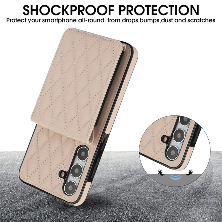 For Samsung Galaxy S24 5G YM015 Crossbody Rhombic Card Bag RFID Phone Case(White) - Galaxy S24 5G Cases by PMC Jewellery | Online Shopping South Africa | PMC Jewellery | Buy Now Pay Later Mobicred