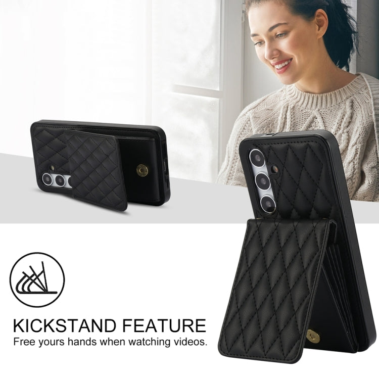 For Samsung Galaxy S24 5G YM015 Crossbody Rhombic Card Bag RFID Phone Case(Black) - Galaxy S24 5G Cases by PMC Jewellery | Online Shopping South Africa | PMC Jewellery | Buy Now Pay Later Mobicred