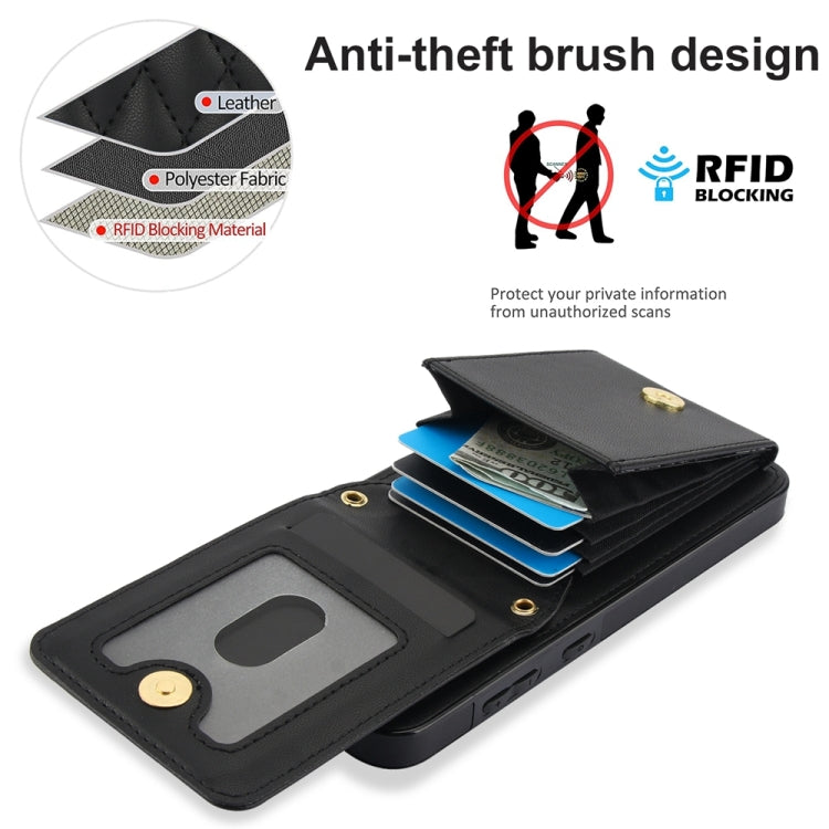 For Samsung Galaxy S24 5G YM015 Crossbody Rhombic Card Bag RFID Phone Case(Black) - Galaxy S24 5G Cases by PMC Jewellery | Online Shopping South Africa | PMC Jewellery | Buy Now Pay Later Mobicred