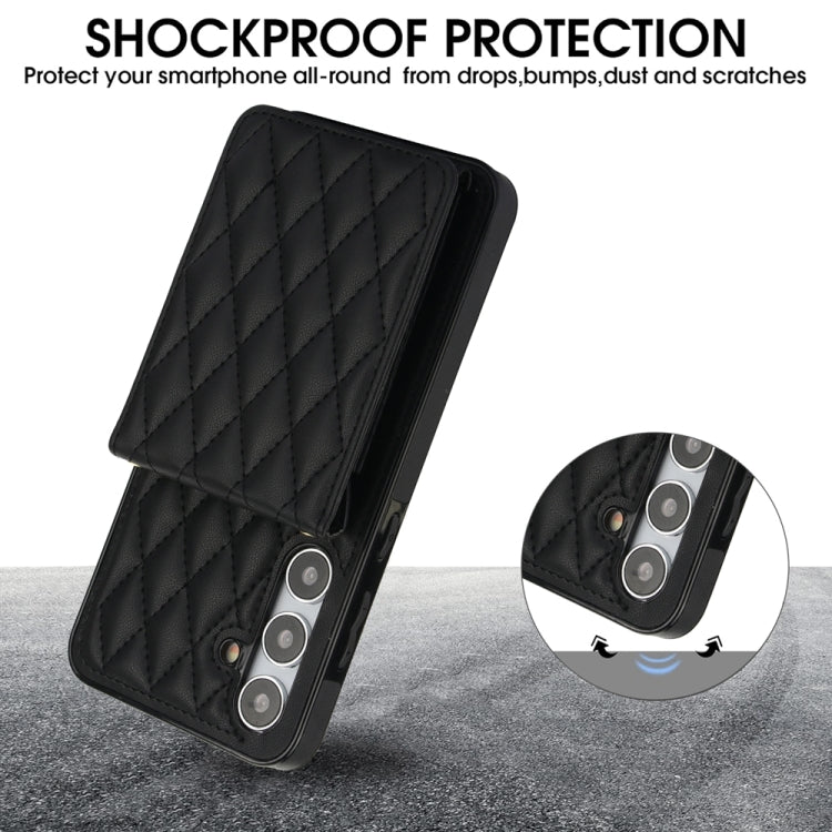 For Samsung Galaxy S24+ 5G YM015 Crossbody Rhombic Card Bag RFID Phone Case(Black) - Galaxy S24+ 5G Cases by PMC Jewellery | Online Shopping South Africa | PMC Jewellery | Buy Now Pay Later Mobicred