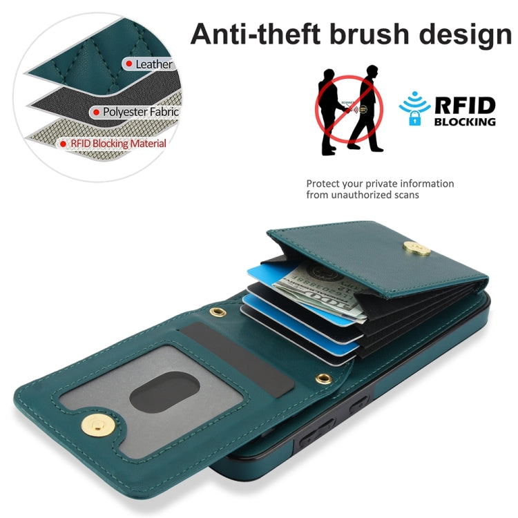 For Samsung Galaxy S24+ 5G YM015 Crossbody Rhombic Card Bag RFID Phone Case(Green) - Galaxy S24+ 5G Cases by PMC Jewellery | Online Shopping South Africa | PMC Jewellery | Buy Now Pay Later Mobicred