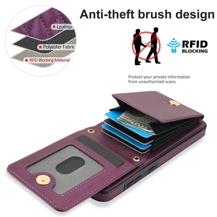 For Samsung Galaxy S24+ 5G YM015 Crossbody Rhombic Card Bag RFID Phone Case(Dark Purple) - Galaxy S24+ 5G Cases by PMC Jewellery | Online Shopping South Africa | PMC Jewellery | Buy Now Pay Later Mobicred