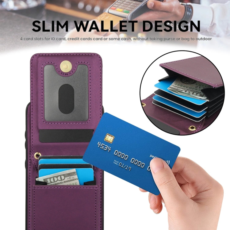 For Samsung Galaxy S24+ 5G YM015 Crossbody Rhombic Card Bag RFID Phone Case(Dark Purple) - Galaxy S24+ 5G Cases by PMC Jewellery | Online Shopping South Africa | PMC Jewellery | Buy Now Pay Later Mobicred