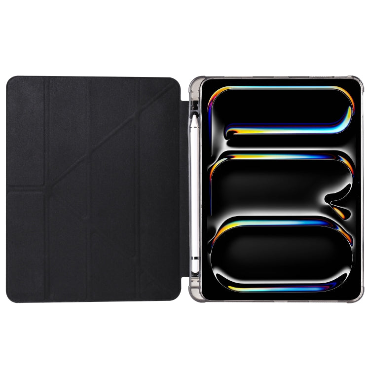 For iPad Pro 13 2024 Multi-folding TPU Leather Smart Tablet Case with Pen Slot(Black) - iPad Pro 13 2024 Cases by PMC TechLife | Online Shopping South Africa | PMC TechLife | Buy Now Pay Later Mobicred
