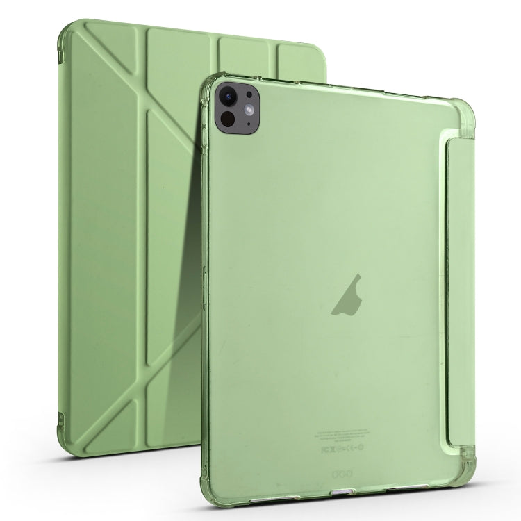 For iPad Pro 13 2024 Multi-folding TPU Leather Smart Tablet Case with Pen Slot(Matcha Green) - iPad Pro 13 2024 Cases by PMC TechLife | Online Shopping South Africa | PMC TechLife | Buy Now Pay Later Mobicred