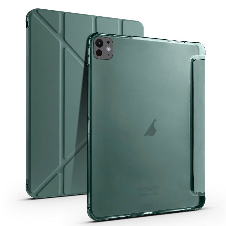 For iPad Pro 13 2024 Multi-folding TPU Leather Smart Tablet Case with Pen Slot(Pine Green) - iPad Pro 13 2024 Cases by PMC TechLife | Online Shopping South Africa | PMC TechLife | Buy Now Pay Later Mobicred