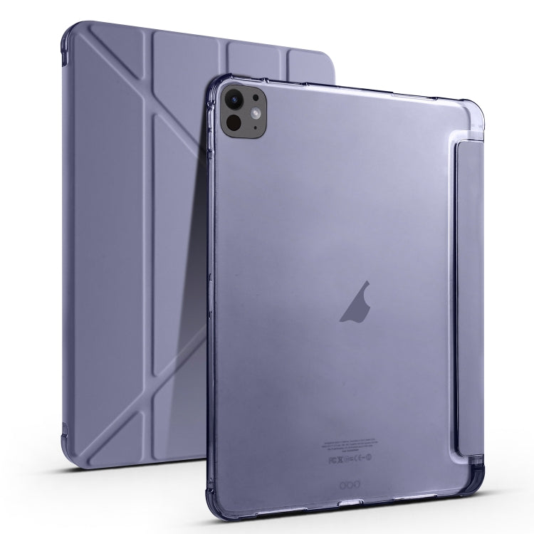 For iPad Pro 13 2024 Multi-folding TPU Leather Smart Tablet Case with Pen Slot(Lavender Purple) - iPad Pro 13 2024 Cases by PMC TechLife | Online Shopping South Africa | PMC TechLife | Buy Now Pay Later Mobicred