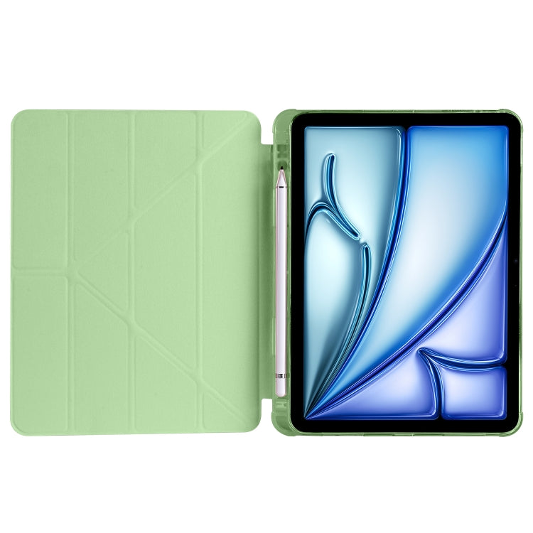 For iPad Air 11 2024 Multi-folding TPU Leather Smart Tablet Case with Pen Slot(Matcha Green) - iPad Air 11 2024 Cases by PMC TechLife | Online Shopping South Africa | PMC TechLife | Buy Now Pay Later Mobicred